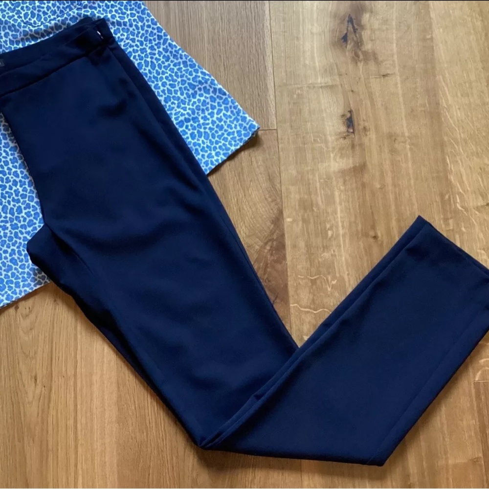 Eileen Fisher Blue Sz 4 Dress Pants Wool Viscose Blend Side Zip